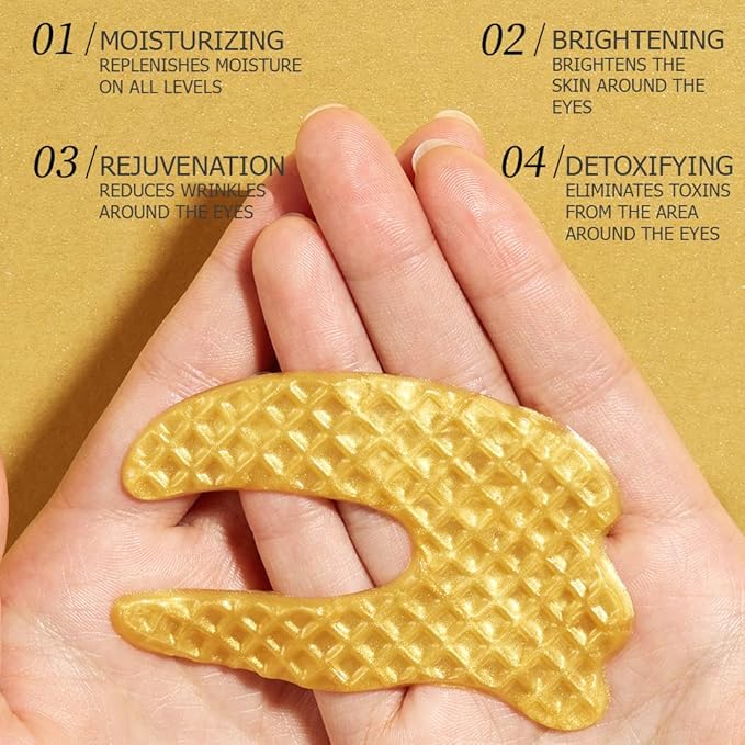 BIOAQUA Gold Elastic Soft Crystal Gel Eye Mask Hydrates Nourishes Moisturizing Face Skin Around The Eyes 12g x 5pcs-VivaGrace Women