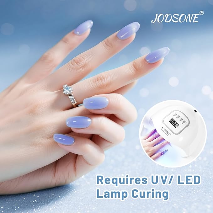 JODSONE 10ml 6 Colors Jelly Gel Nail Polish Set Ocean Blue Turquoise Gel Polish with Crystal Long Lasting All Seasons Need U V Lamp-VivaGrace Women