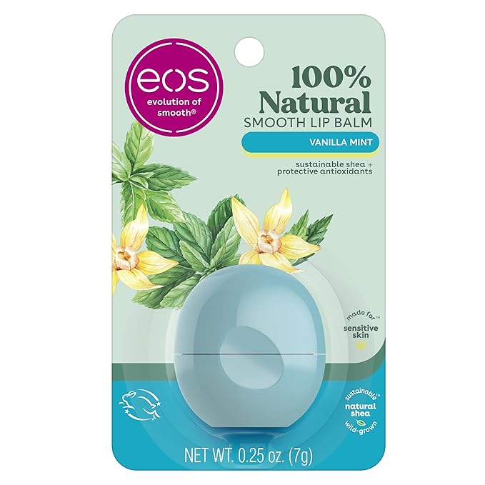 eos 100% Natural Lip Balm- Vanilla Mint, All-Day Moisture, Made for Sensitive Skin, Lip Care Products, 0.25 oz-VivaGrace Women
