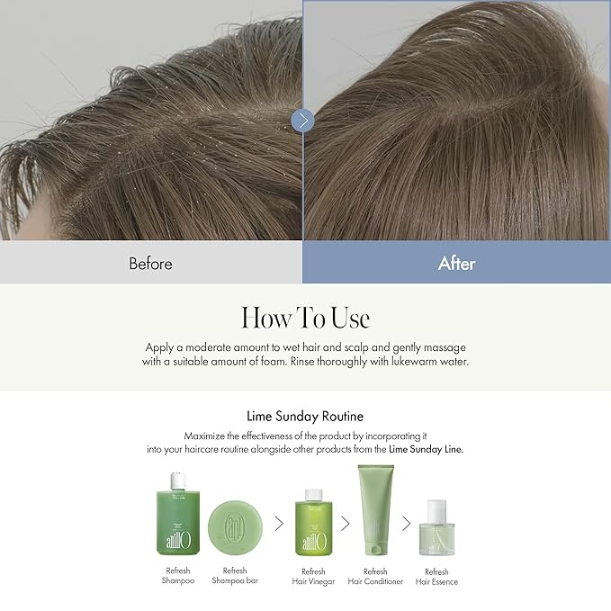 Lime Sunday Refresh Hair Vinegar with Vitamin C, Vinegar, Green Mint for Deep Cleansing Oily Scalp and Reducing Oil Production, Lime Citrus Scent, Silicone, Sulfate & Paraben Free (200ml / 6.76 fl.Oz)-VivaGrace Women