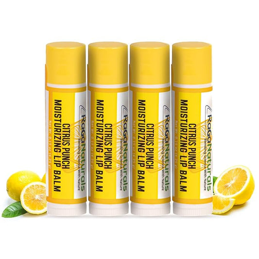 All Natural Lemon Moisturizing Lip Balm Gift Ornament for Holiday Stocking Stuffers, All Day Hydration, Original beeswax, Shea butter, Jojoba oil, Vitamin E and Love - Pack of 4 Tubes-VivaGrace Women