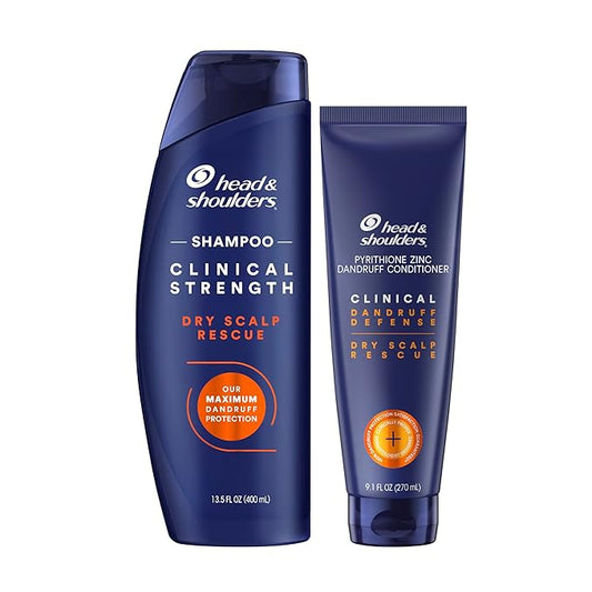 Head & Shoulders Clinical Strength Dandruff Shampoo and Conditioner Set, Dry Scalp Relief, Up to 100% Flake Protection, Selenium Sulfide Formula, 13.5 & 9.1 Fl Oz, 2 Pack-VivaGrace Women