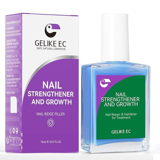 gelike ec Protein Nail Polish Strengthener and Growth: Azure Blue 15ml 6 in 1 Natural Nail Strengthener for Damaged Nails - Long Lasting Nail Hardener and Strengthener - For Daily Home Salon