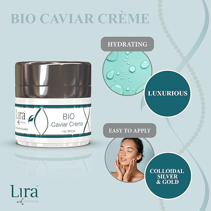 Lira Clinical BIO Caviar Crème - Daily Hydrating Facial Moisturizer with Advanced Peptide Complex and Vitamin C - Night Cream for Dry Skin - Travel Size Nourishing Cream for Skincare Routine - 1 oz-VivaGrace Women