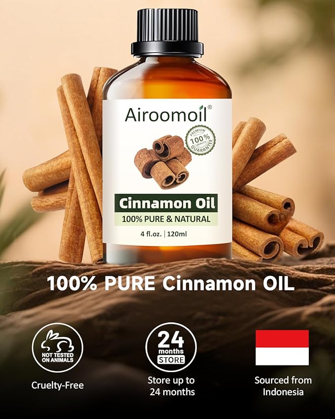 Pure Cinnamon Essential Oil, 100% Pure Natural Cinnamon Essential Oil, Premium Grade Essential Oils for Diffusers for Home, Skin, Care Massage, Soap Making, Aromatherapy, 4 Fl Oz | 120ml-VivaGrace Women