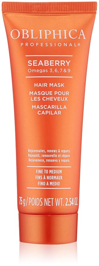 Obliphica Seaberry Hair Mask - Deep Conditioning Hydrating Treatment for Dry and Damaged Hair - Fine, Frizzy, and Color-Treated Hair - 2.64 Ounce (Pack of 1)-VivaGrace Women