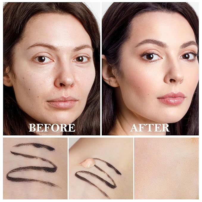 2pcs Liquid Concealer Set with Brush,Full Cover,Concealer Wand with Matte Finish,Corrects，Covers，Long Wear Up to 24hr-VivaGrace Women