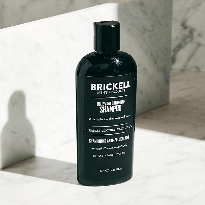 Brickell Men's Relieving Dandruff Shampoo For Men, Natural & Organic, Soothes and Eliminates Dandruff with Ziziphus Joazeiro, Aloe and Jojoba Oil (8 oz)-VivaGrace Women