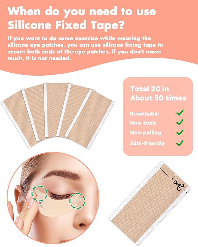 Under Eye Patches Silicone - Reusable Eye Patches + Silicone Fixing Tape Cuttable, Eye Wrinkle Patches, Reusable Eye Mask, Plump Fine Lines & Wrinkles, Eye Cream Applicator + Silicone Bag-VivaGrace Women