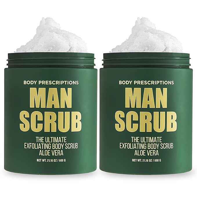 Body Prescriptions Men’s Exfoliating Body Scrub – Ultimate Skin Cleansing Wash in Jar with Twist-Top Lid, For All Skin Types, 21 Ounce (Pack of 2), Aloe Vera-VivaGrace Women