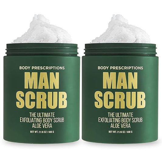 Body Prescriptions Men’s Exfoliating Body Scrub – Ultimate Skin Cleansing Wash in Jar with Twist-Top Lid, For All Skin Types, 21 Ounce (Pack of 2), Aloe Vera-VivaGrace Women
