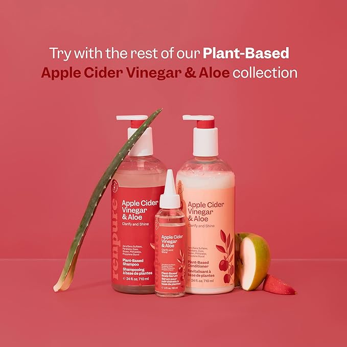 Renpure Apple Cider Vinegar Scalp Serum, Plant-Based – Detoxifies, Balances & Hydrates Scalp for Softer, Shinier Hair – For Itchy Scalp - Apple Cider Vinegar, Ginger Root, Peppermint Leaf - 4 Fl Oz-VivaGrace Women