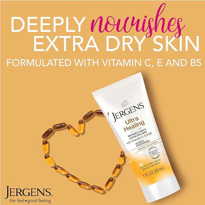 Jergens Ultra Healing Dry Skin Moisturizer, Travel Size Body and Hand Lotion, 1 Oz (Pack of 24)-VivaGrace Women