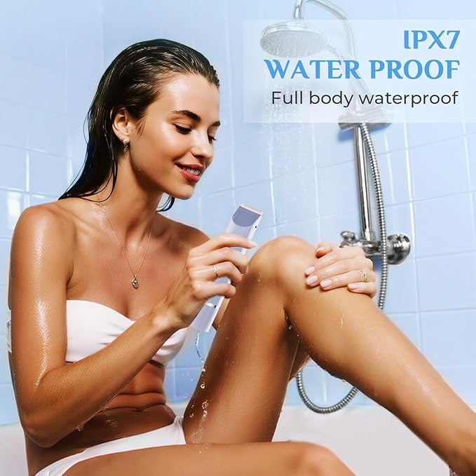 2025 New 2-in-1 Electric Bikini Trimmer for Women - Dual Head Electric Razor,Waterproof Painless Bikini Shaver, Pubic Hair Trimmer for Private Area & Body Hair, Blue-VivaGrace Women