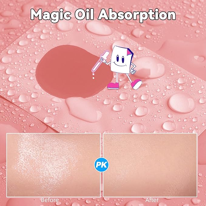 Oil Absorbing Tissues Oil Control Film, Oil Blotting Paper Same Series with Clean & Clear Oil Absorbing Facial Sheets for Oily Skin, 60 sheets Blue + 50 sheets Pink-VivaGrace Women