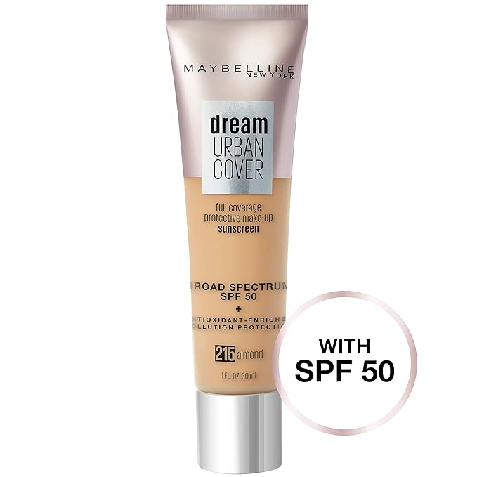 Maybelline Dream Urban Cover Flawless Coverage Foundation Makeup, SPF 50, Almond-VivaGrace Women