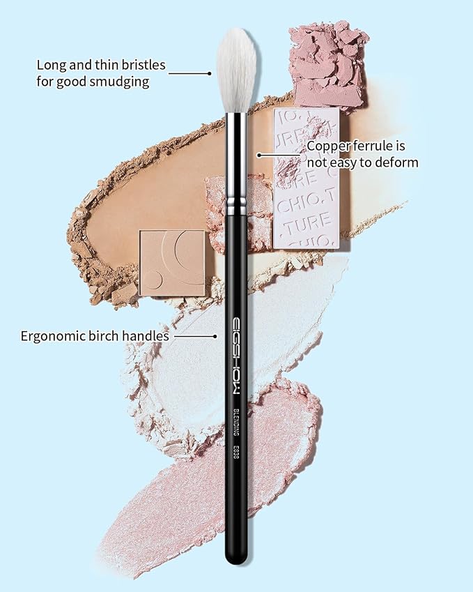 Eyeshadow Brush Fluffy Big Blending Brush Goat Bristles Soft Smugde for Powder Cream Liquid Eyeshadow for Eye Makeup Black (E838)-VivaGrace Women