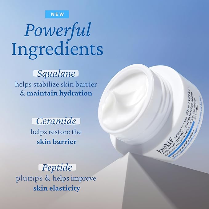 belif Moisturizing Bomb – Daily Ceramide Moisturizer with Peptide & Squalane, 48hr Hydration & Anti-Aging Cream, Milky & Lightweight, Restores Skin Barrier, Korean Skincare, 0.84 fl oz (25ml)-VivaGrace Women