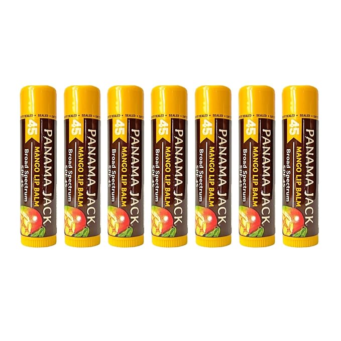Panama Jack Sunscreen Lip Balm - SPF 45, Broad Spectrum UVA-UVB Sunscreen Protection, Prevents & Soothes Dry, Chapped Lips, Mango, 7-pack-VivaGrace Women