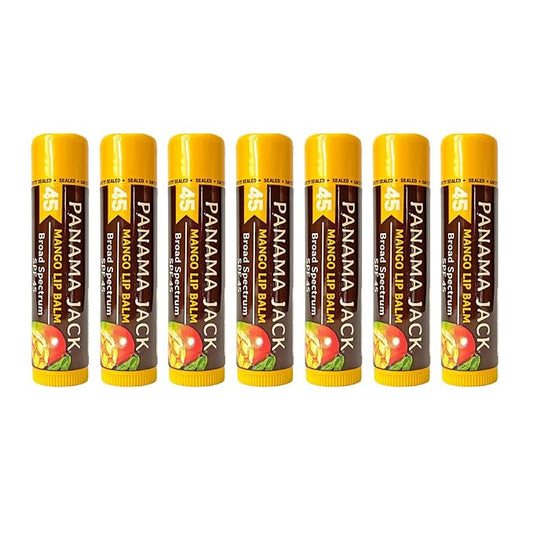 Panama Jack Sunscreen Lip Balm - SPF 45, Broad Spectrum UVA-UVB Sunscreen Protection, Prevents & Soothes Dry, Chapped Lips, Mango, 7-pack-VivaGrace Women