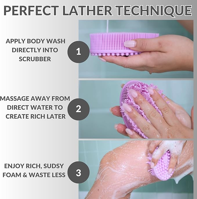 Avilana Silicone Body Scrubber – Gentle Shower Brush & Loofah Alternative- Food Grade & Lab Tested – Fast-Drying, Hygienic, BPA-Free Silicone Body Gentle Exfoliator (Pink, Exfoliate)-VivaGrace Women