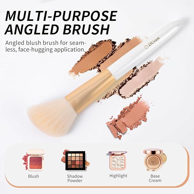 DUcare Angled Blush Brush, Fluffy Blush Brush for Cheeks, Multi-Purpose Face Makeup Brushes for Cream, Liquid Or Powder, Bronzers, Vegan & Cruelty-Free-VivaGrace Women