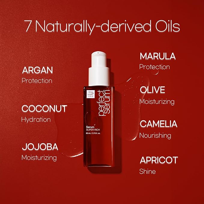 Mise En Scene Perfect Super Rich Serum with Argan Oils - Hair Essence for High Nutrition Intensive Care, Korean Hair Oil, 2.70 fl. Oz-VivaGrace Women