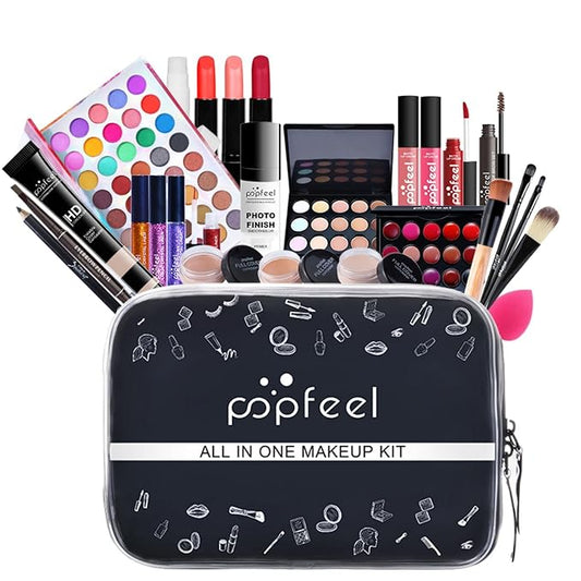 Pure Vie All-in-One Holiday Gift Makeup Set Cosmetic Essential Starter Bundle Include Eyeshadow Palette Lipstick Concealer Blush Mascara Foundation Face Powder - Makeup Kit for Women Full Kit-VivaGrace Women