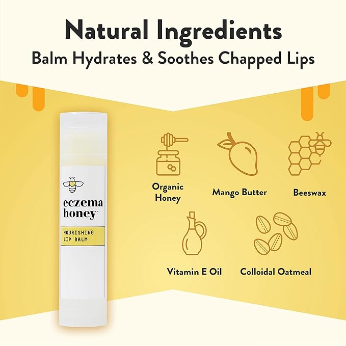 ECZEMA HONEY Nourishing Lip Balm - Organic Chapstick for Sensitive Skin - Daily Lip Moisturizer for Very Dry Lips - Mango Butter & Honey Lip Balm - Natural Lip Care Products (1 Ct)-VivaGrace Women