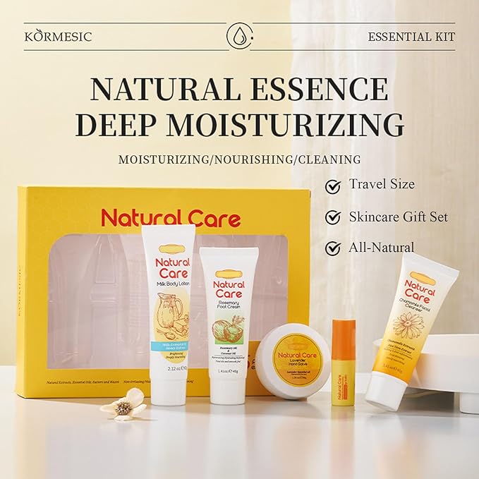 facial skin care set - facial gift sets for women - mini skincare products - body lotion, foot cream, cleanser, lip balm, hand salve-VivaGrace Women