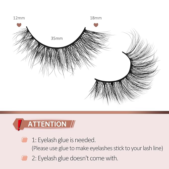 Fake Lashes Natural Wispy Lashes Airy Volume Faux Mink Lashes Fluffy Long False Eye Lashes Sets Pack 18MM Reusable Eyelashes A05-VivaGrace Women
