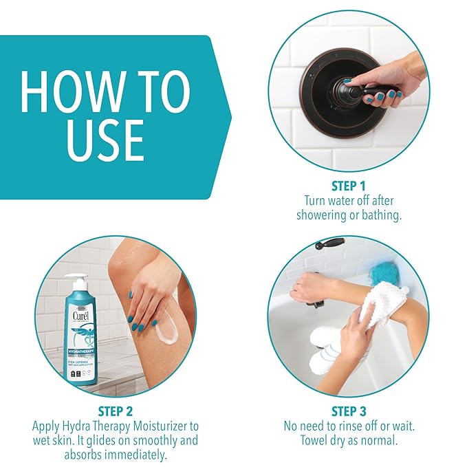 Curel Hydra Therapy In Shower Lotion, Itch Defense Body Moisturizer with Advanced Ceramide Complex, Vitamin E, & Oatmeal Extract, 12 Oz, Pack of 2-VivaGrace Women