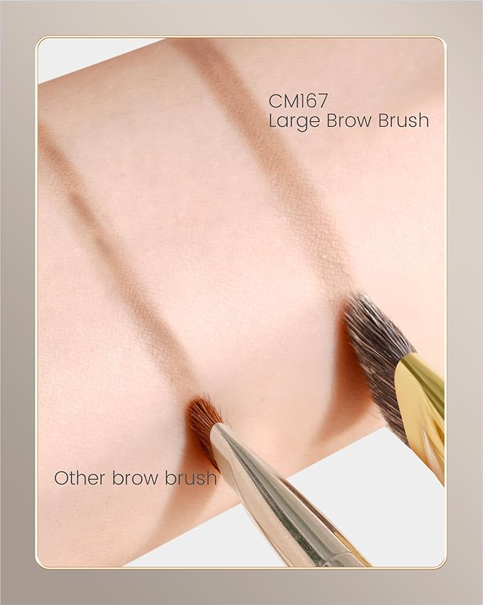 Desert Oak Series Flat Angled Eyebrow Brush - Straight Edge Design for Natural Hair-Like Strokes, 50% Weasel & Goat Hair Blend, Ebana Handle & Brass Ferrule (CM 167)-VivaGrace Women
