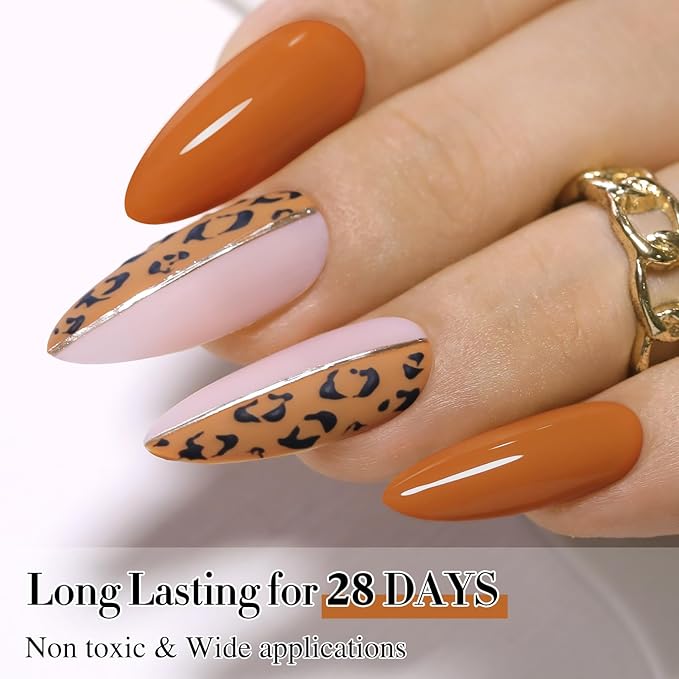 Double Rhythm Translucent Gel Polish Sheer Neutral Natural Light Milky Same Color Same Bottle 15ML Jelly UV Nail Polish Nail Art DIY at Home (Brown Orange-A1447)-VivaGrace Women