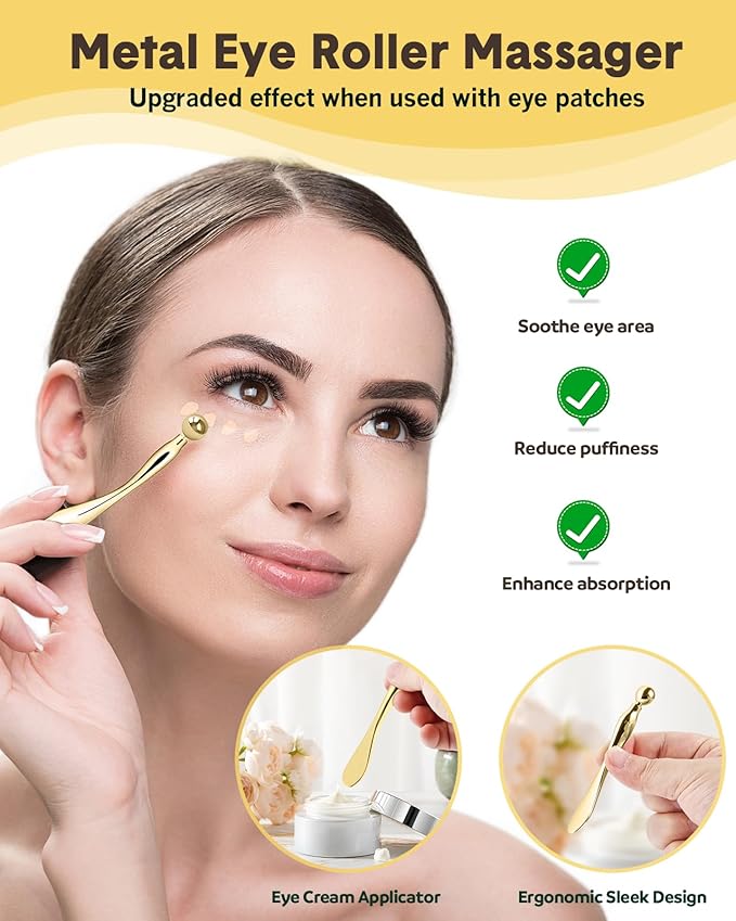 Lictin Reusable Eye Patches, Silicone Under Eye Patches with Lifting Effect to Relieve Wrinkles and Fine Lines, Pair with Metal Eye Cream Applicator,Tin Case-VivaGrace Women