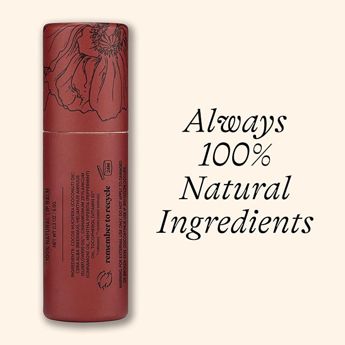 Poppy & Pout Cinnamint Jumbo Lip Balm | All Natural Lip Balms & Moisturizers | Hydrates with Beeswax, Vitamin E, Organic Coconut Oil | Cruelty-Free | Lip Balm in Recyclable Cardboard Tube-VivaGrace Women