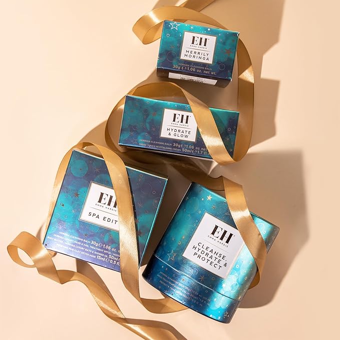 Emma Hardie Cleanse, Hydrate & Protect Gift Set: 30ml Moringa Cleansing Balm, 30ml Midas Touch Revitalising Cream & 15ml Protect & Prime SPF30 Sunscreen Face Moisturiser, Natural & Cruelty Free-VivaGrace Women