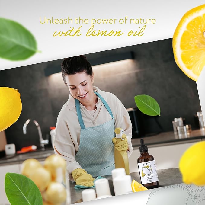 HBNO California Bottled Lemon Essential Oil 4 fl oz (120ml) - Natural & Premium Grade - Lemon Essential Oil for Cleaning-VivaGrace Women