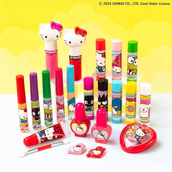 Lip Smacker Sanrio Hello Kitty and Friends 8-Piece Flavored Lip Balm, Clear, For Kids, My Melody, Little Twin Stars, and Chococat-VivaGrace Women