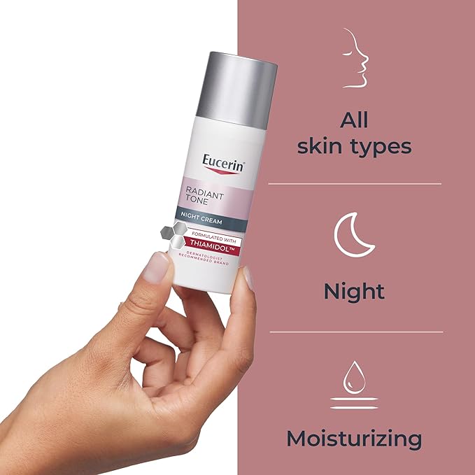 Eucerin Radiant Tone Night Cream, Dark Spot Corrector with Thiamidol, Night Moisturizer for Face Helps Visibly Reduce the Look of Persistent Dark Spots, All Skin Types, 1.7 Oz Bottle-VivaGrace Women