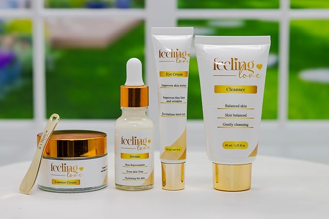 Introducing our exclusive Skincare Set: Cleanser, Serum, Essence Cream, and Eye Cream - Experience the Ultimate 4-Step Natural Beauty Routine for Achieving Radiant, Glowing Skin.-VivaGrace Women