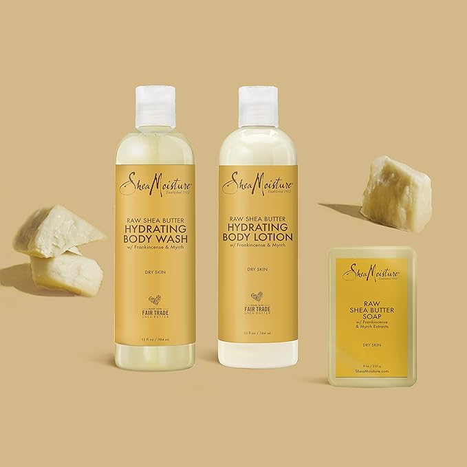 SheaMoisture Hydrating Bath and Body Kit Skin Care Products for Dry Skin Raw Shea Butter Hydrating Pack of 3-VivaGrace Women