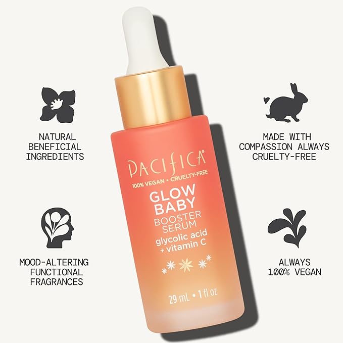Pacifica Vitamin C Face Serum - Glow Baby Booster Facial Serum - Glycolic Acid Serum For Face - Dark Spot Corrector Anti Aging Brightening - Dermatologist Tested, Fragrance Free, Clean Skin Care Vegan-VivaGrace Women