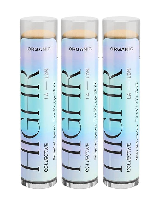 Three Pack; HIGHR Organic Vanilla Butter Hydrating Lip Balm - Nourishing Lip Care for Youthful and Smoother Lips, Lip Moisturizer for Dry and Cracked Lips-VivaGrace Women