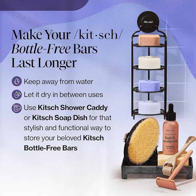 Kitsch Toning Purple Shampoo & Conditioner Bar Set For Blondes & Color Treated Hair - With Biotin for Strengthening & Neutralizing Brassy Tones - Vegan, Silicone & Sulfate Free - Made in USA-VivaGrace Women