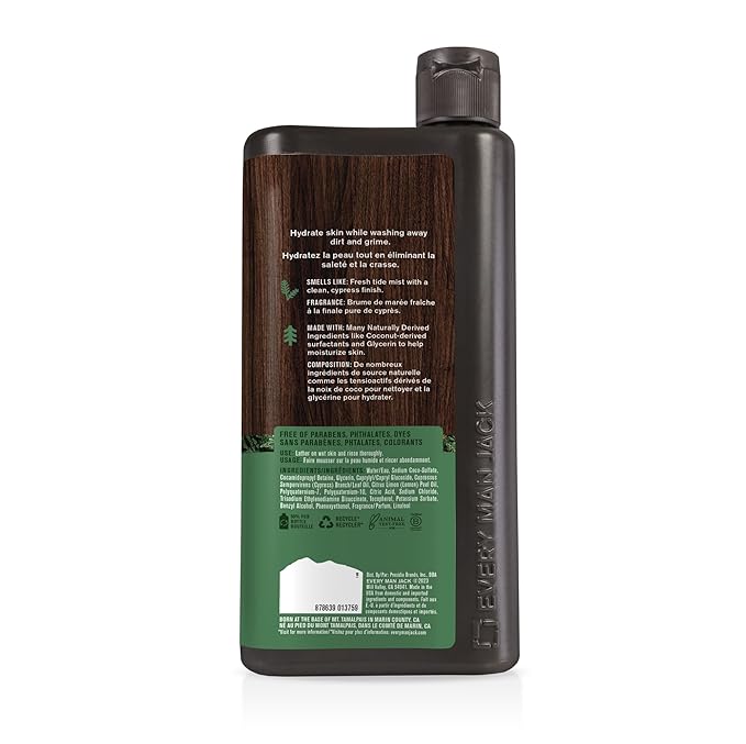 Every Man Jack Nourishing Pacific Cypress Mens Body Wash for All Skin Types - Naturally Derived Ingredients - Cleanse and Hydrate Skin with Coconut and Glycerin - 24oz 2 Bottles-VivaGrace Women