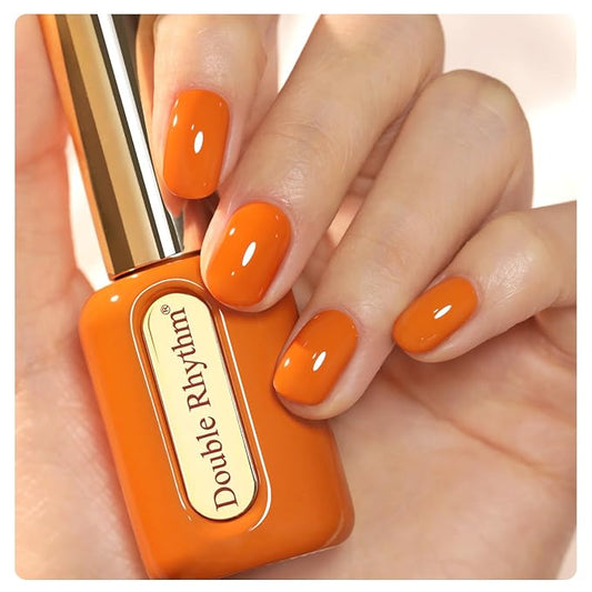 Double Rhythm 0.50 OZ Gel Polish Hema Free Same Color Same Bottle Golden Round Translucent Neutral Natural Milky 15 ML Jelly UV Polish Art DIY at Home (Burnt Orange-C1448)
