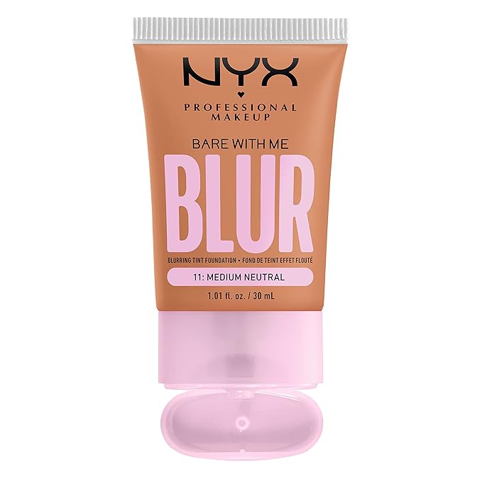 NYX PROFESSIONAL MAKEUP Bare With Me Blur Skin Tint Foundation Make Up with Matcha, Glycerin & Niacinamide - Medium Neutral-VivaGrace Women