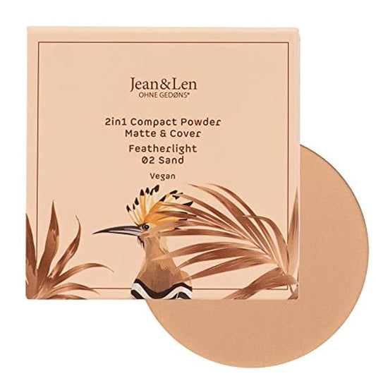 Pure 2in1 Compact Powder Feather Light 02 Sand by Jean&Len, for a flawless transition and natural look, lasts 24 hours, with organic ingredients, vegan-VivaGrace Women