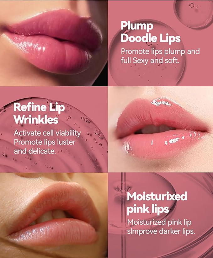 Lip Plumper Gloss 3 Colors Set, Spicy Natural Roll On Lip Plumping Oil and Pout Lip Plumper, Lifter Gloss, Enhancer for Fuller Booster Balm Moisturizing Hydrating & Nourishing Lip Glaze(A)-VivaGrace Women